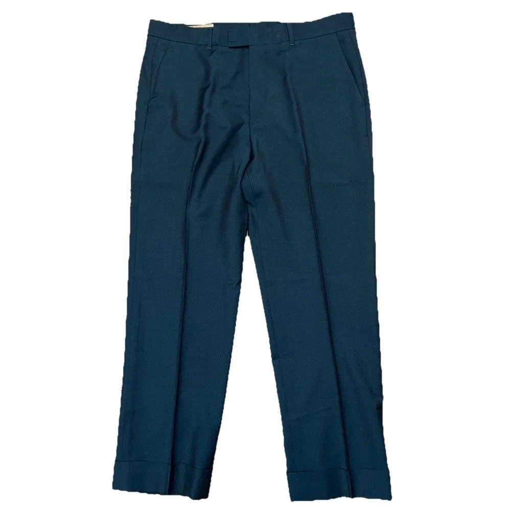 Gucci Uniform‎ Suit Men's 44 Green Wool Mohair Double Breasted *altered, flaw